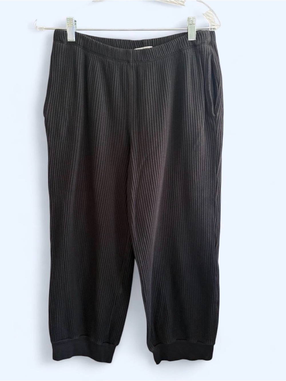 Stateside black waffle joggers